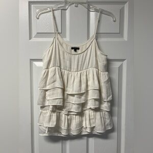 Who what wear cream colored ruffle spaghetti strap top